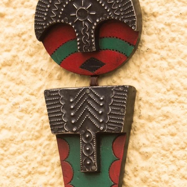 Alternate image for African Wood and Aluminum Trio Mask from Ghana Trio of Faces