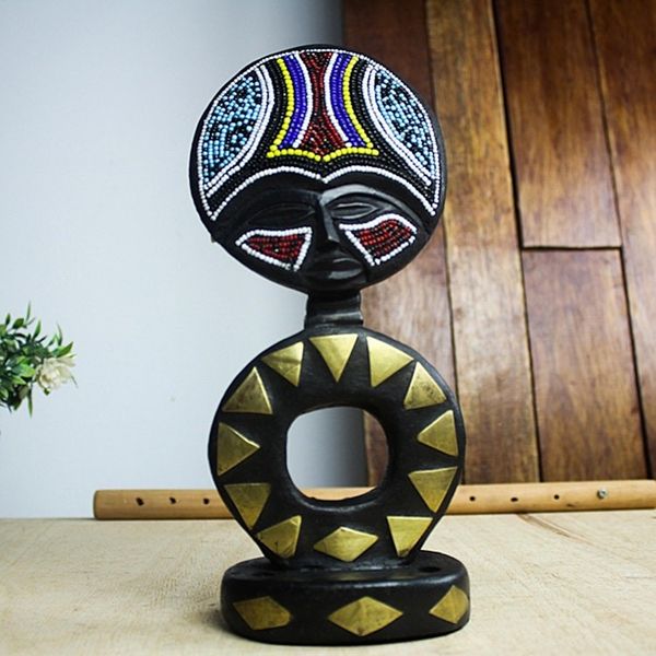 Alternate image for West African Beaded Wood Fertility Doll Statuette Akan Ashanti Doll II