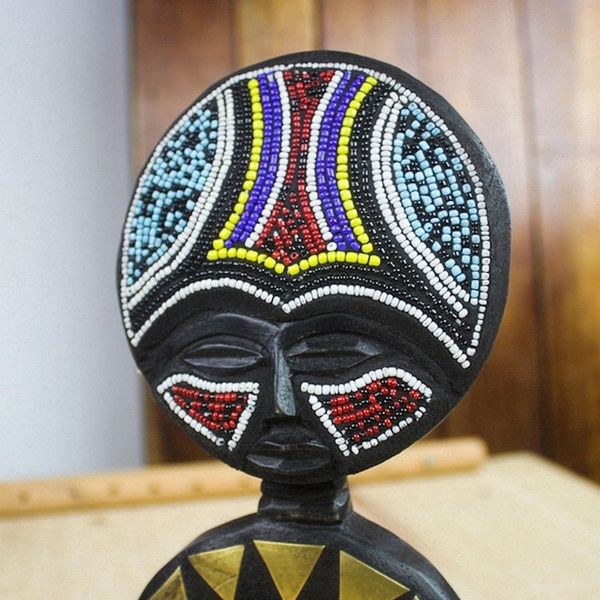 Alternate image for West African Beaded Wood Fertility Doll Statuette Akan Ashanti Doll II