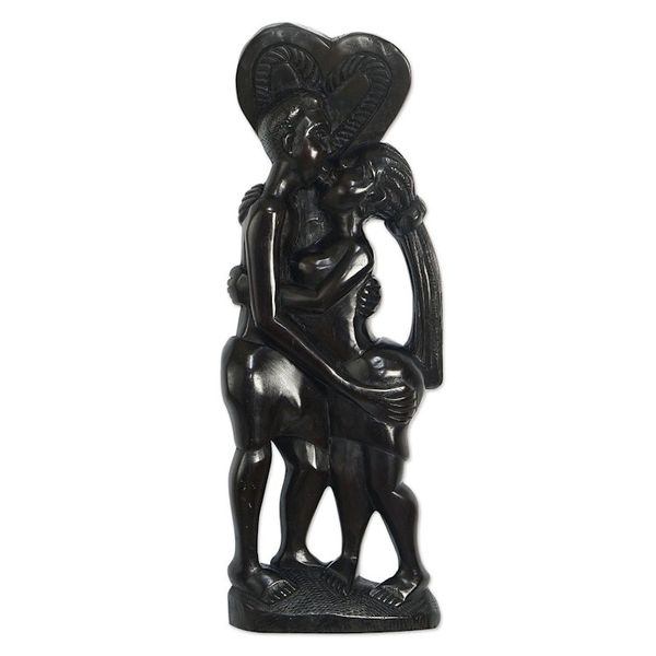 Alternate image for Romantic Ebony Wood Sculpture Midnight Love