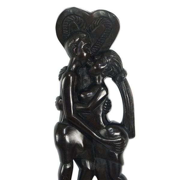 Alternate image for Romantic Ebony Wood Sculpture Midnight Love