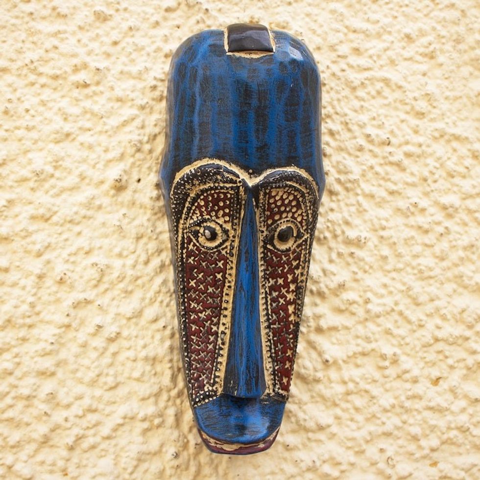 Hand Carved Sese Wood Ghananian Mask 'Kurege'