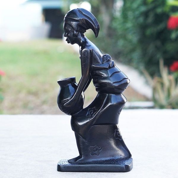 Alternate image for Hand Crafted Ebony Wood Sculpture Hardworking Mother II