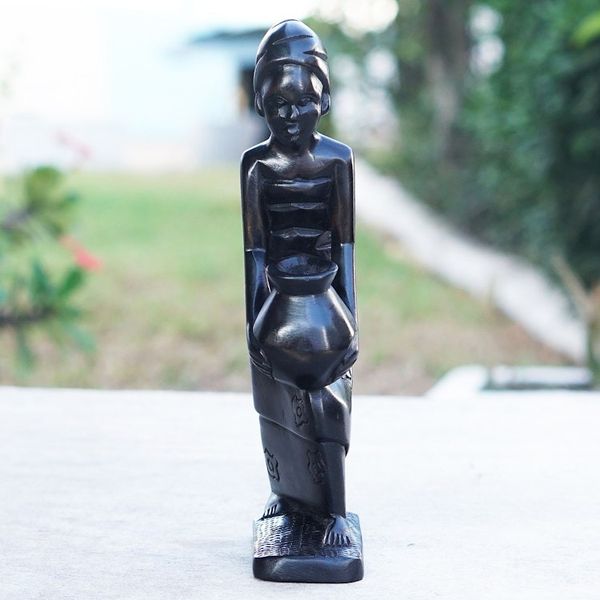 Alternate image for Hand Crafted Ebony Wood Sculpture Hardworking Mother II