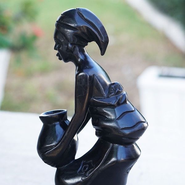 Alternate image for Hand Crafted Ebony Wood Sculpture Hardworking Mother II