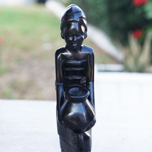 Alternate image for Hand Crafted Ebony Wood Sculpture Hardworking Mother II