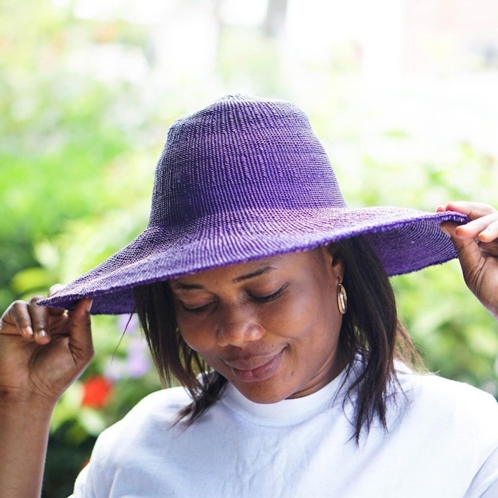 Woven Purple Raffia Sun Hat 'Purple Sun'