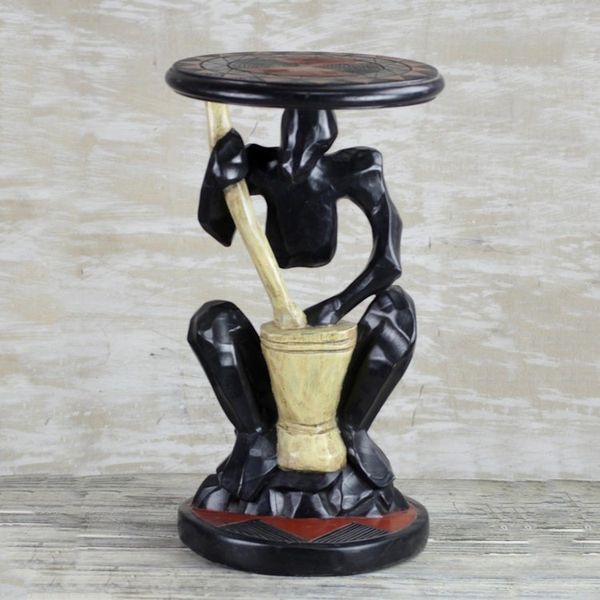 Alternate image for Hand-Carved Cedar Wood Accent Table from Ghana A Great Man