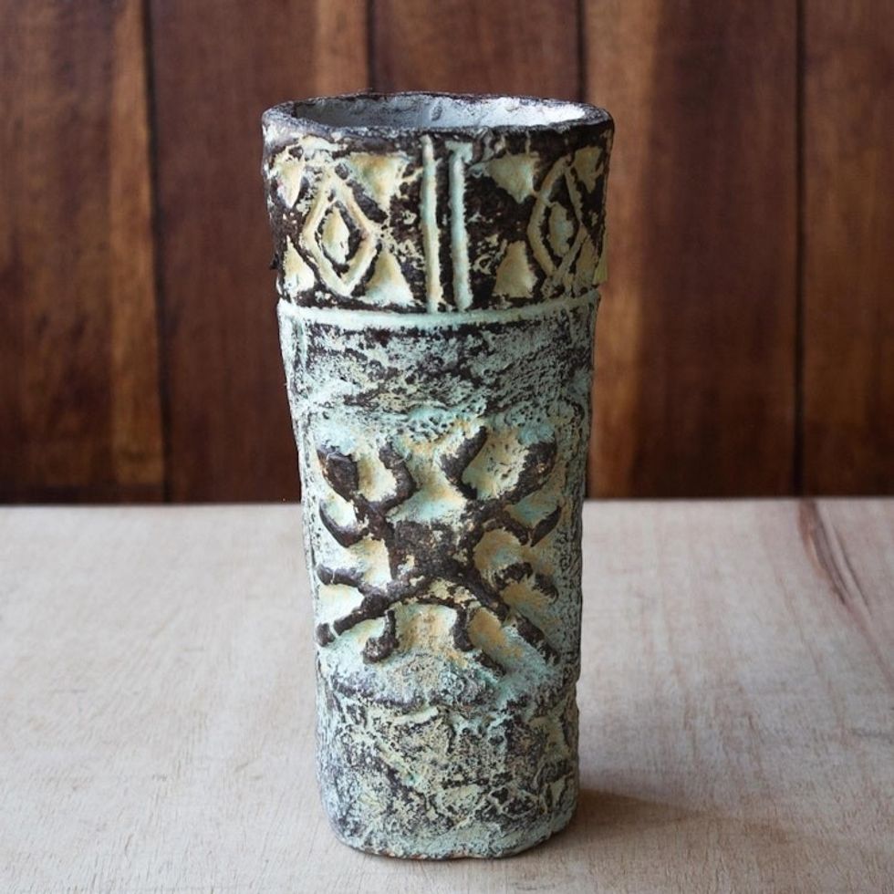Hand Crafted Decorative Ceramic Crocodile Vase from Africa 'Unity'