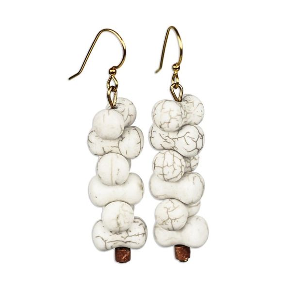 Alternate image for Nestled Agate Beaded Dangle Earrings from Ghana Beautiful Veins