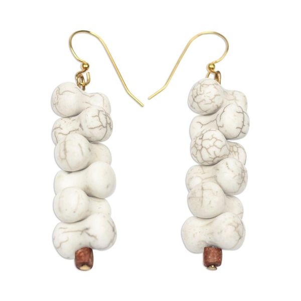 Alternate image for Nestled Agate Beaded Dangle Earrings from Ghana Beautiful Veins