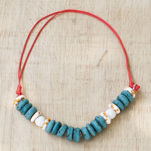 Alternate image for Handcrafted Recycled Glass Beaded Necklace Alive and Kicking