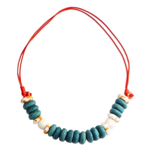 Alternate image for Handcrafted Recycled Glass Beaded Necklace Alive and Kicking