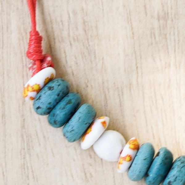 Alternate image for Handcrafted Recycled Glass Beaded Necklace Alive and Kicking