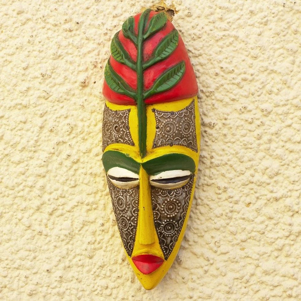 Hand Made Wood and Aluminum Plated Mask 'Elike'