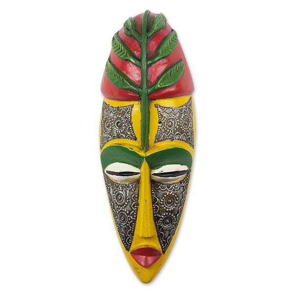 Alternate image for Hand Made Wood and Aluminum Plated Mask Elike