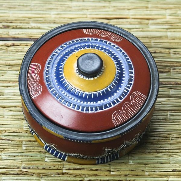 Alternate image for Colorful Wood Decorative Jar Crafted in Ghana Colorful Hut