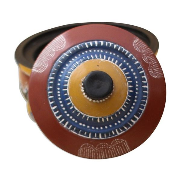 Alternate image for Colorful Wood Decorative Jar Crafted in Ghana Colorful Hut