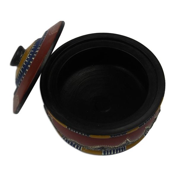 Alternate image for Colorful Wood Decorative Jar Crafted in Ghana Colorful Hut