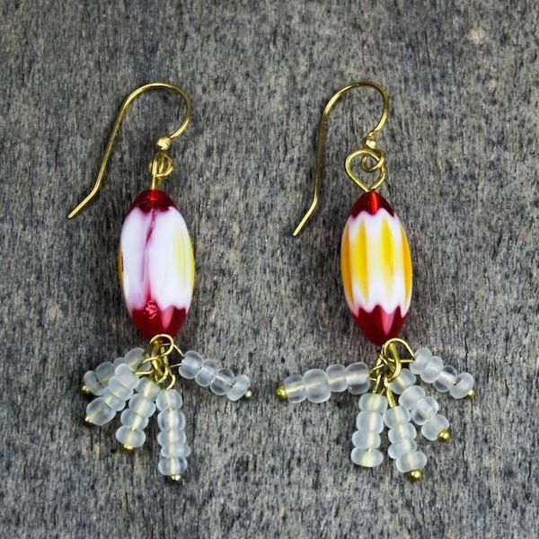 Alternate image for Recycled Glass Bead Dangle Earrings Cheerful Beauty