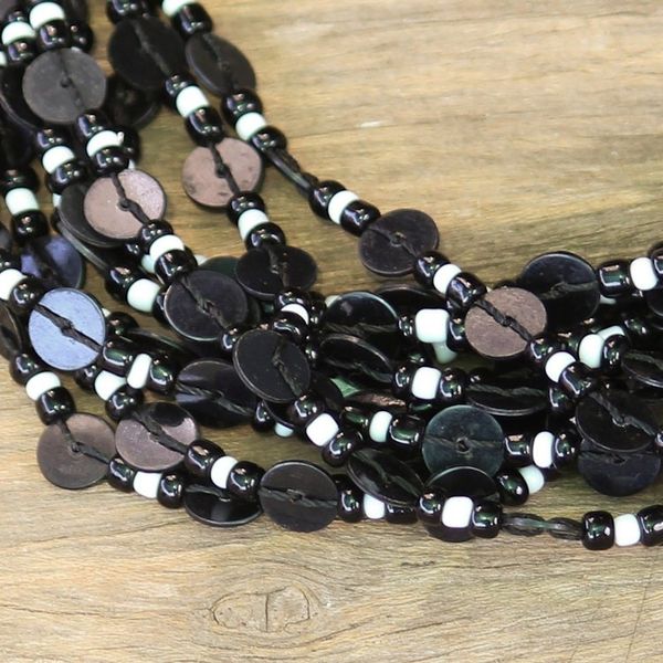Alternate image for Black Ghanaian Necklace of Recycled Beads Midnight Ghanaian Thank You
