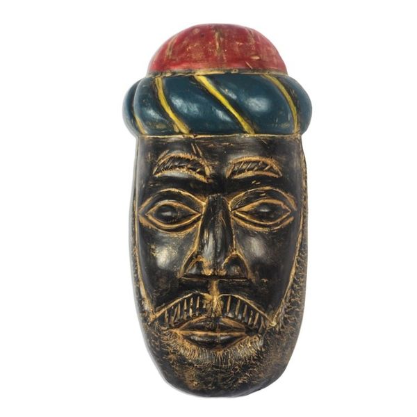Alternate image for Christian Rustic African Wood Mask from Ghana Zacchaeus