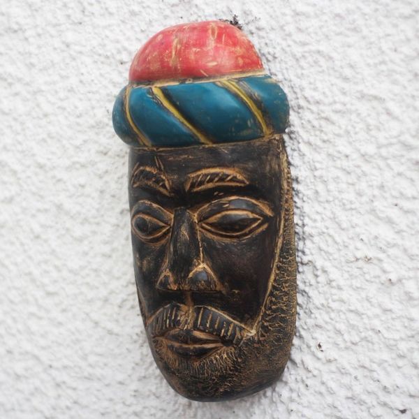 Alternate image for Christian Rustic African Wood Mask from Ghana Zacchaeus