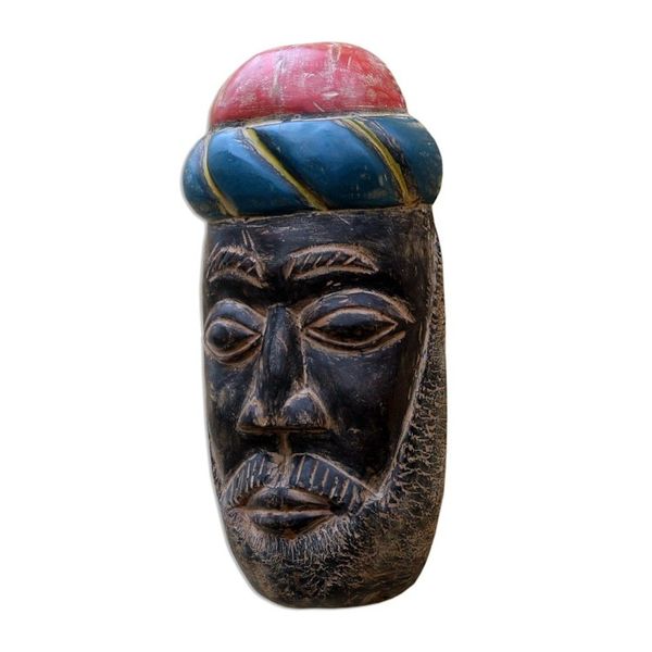 Alternate image for Christian Rustic African Wood Mask from Ghana Zacchaeus