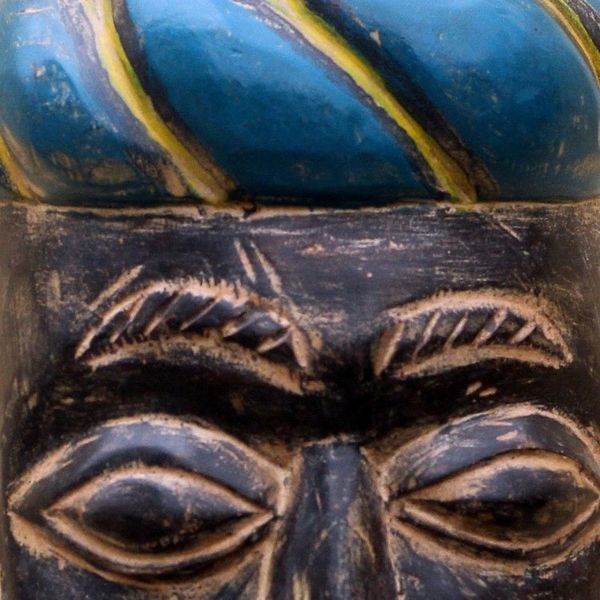 Alternate image for Christian Rustic African Wood Mask from Ghana Zacchaeus
