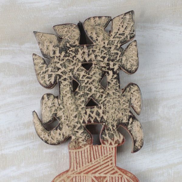Alternate image for Decorative Sese Wood Adinkra Comb from Ghana Rustic Funtumfumfu