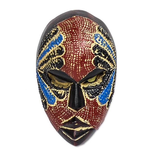 Alternate image for African Wood and Aluminum Mask from Ghana Face of Happiness