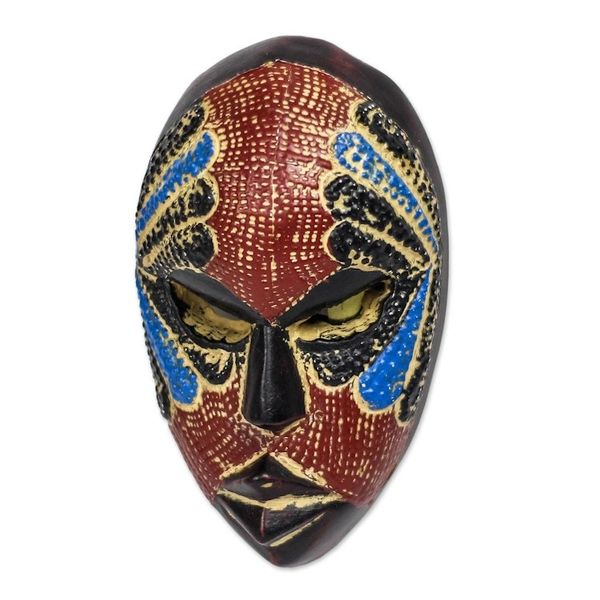 Alternate image for African Wood and Aluminum Mask from Ghana Face of Happiness
