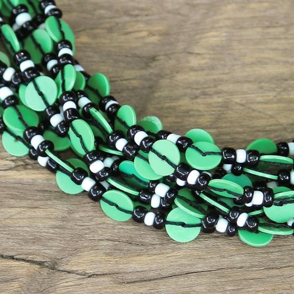 Alternate image for Black and Green Ghanaian Necklace of Recycled Beads Green Ghanaian Thank You
