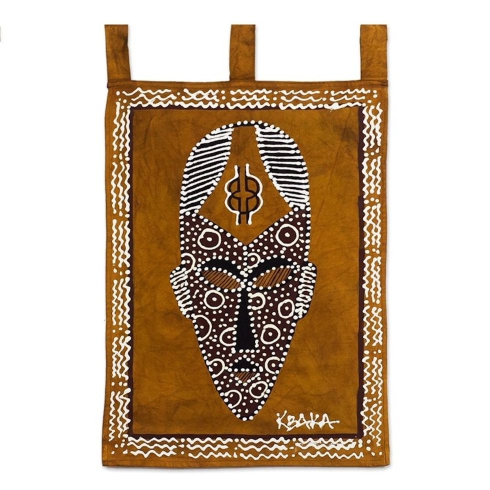 Artisan Crafted Cotton Wall Hanging 'Nyasapo Mask'