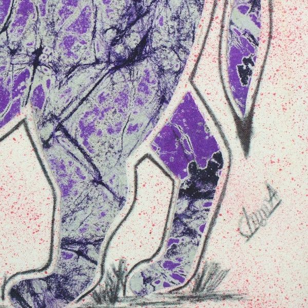 Alternate image for Purple Batik Look Fabric Collage Rhino Wall Art Rhino at Dusk