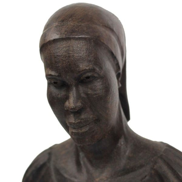 Alternate image for Signed Ebony Wood Bust Sculpture of a Woman from Ghana Bust of a Woman
