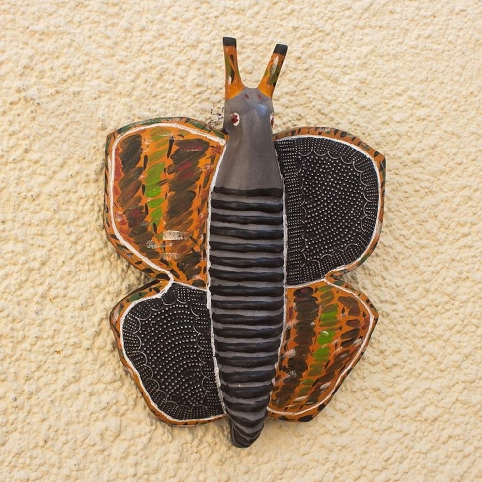 African Hand Carved Sese Wood Mask 'Beautiful Butterfly'