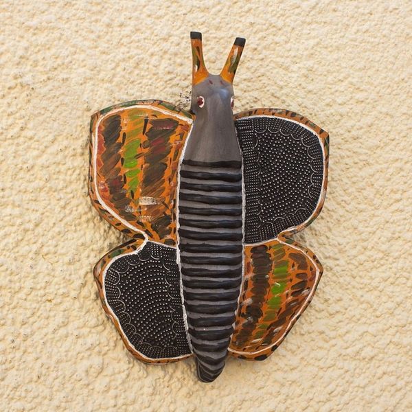 Alternate image for African Hand Carved Sese Wood Mask Beautiful Butterfly