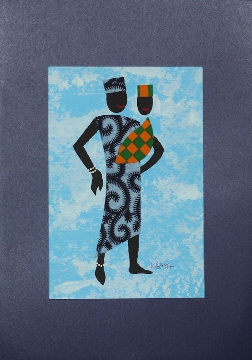 Signed Father and Child Painting with Cotton Accents 'Father's Pride III'