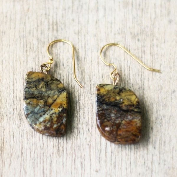 Alternate image for Natural Soapstone Dangle Earrings from Ghana Natural Kites