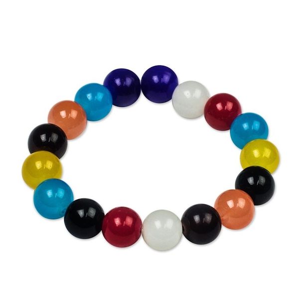 Alternate image for Colorful Recycled Glass Beaded Stretch Bracelet from Ghana Rainbow Nkunim
