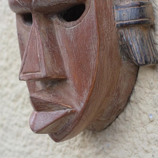 Alternate image for Rustic African Wood mask Crafted in Ghana Two Heads