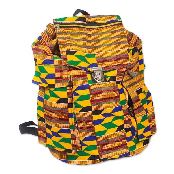 Alternate image for Kente Print Cotton Backpack from Ghana Kente Journey