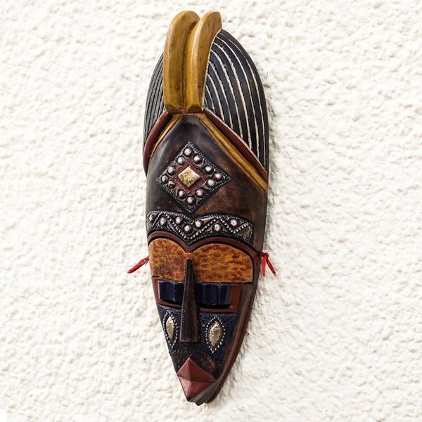 Alternate image for Sese Wood and Brass Plated African Mask Nhyira Wish