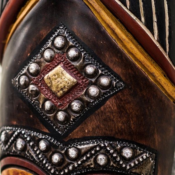 Alternate image for Sese Wood and Brass Plated African Mask Nhyira Wish