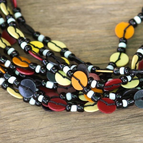 Alternate image for Black-Red-Yellow Ghanaian Necklace of Recycled Beads Bright Ghanaian Thank You