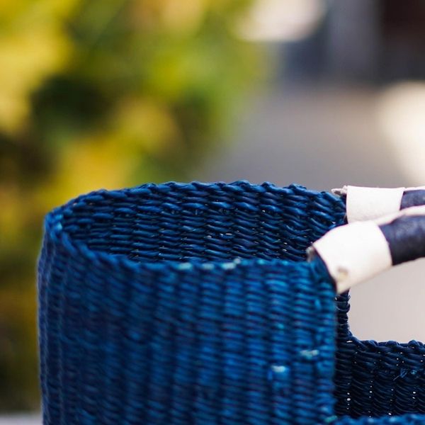 Alternate image for Blue Raffia and Leather Handle Handbag Saturday Market in Blue