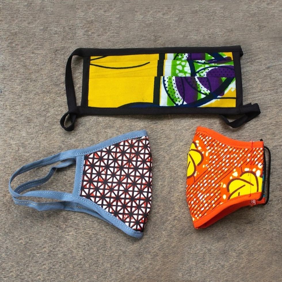 Assorted Cotton Face Masks from Ghana Set of 3 'Grace'
