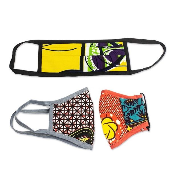 Alternate image for Assorted Cotton Face Masks from Ghana Set of 3 Grace