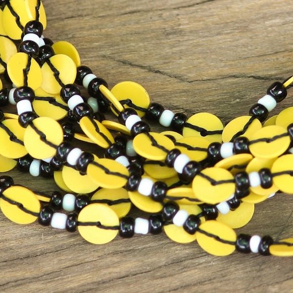 Alternate image for Black and Yellow Ghanaian Necklace of Recycled Beads Yellow Ghanaian Thank You